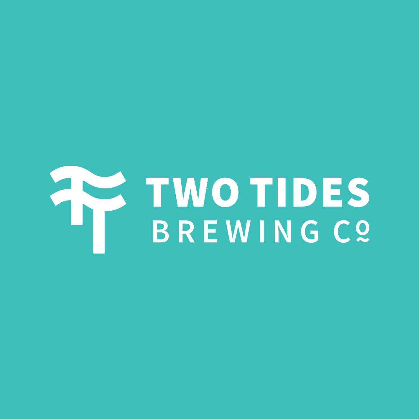 The Two Tides Brewing Co. logo on the Two Tides Teal.